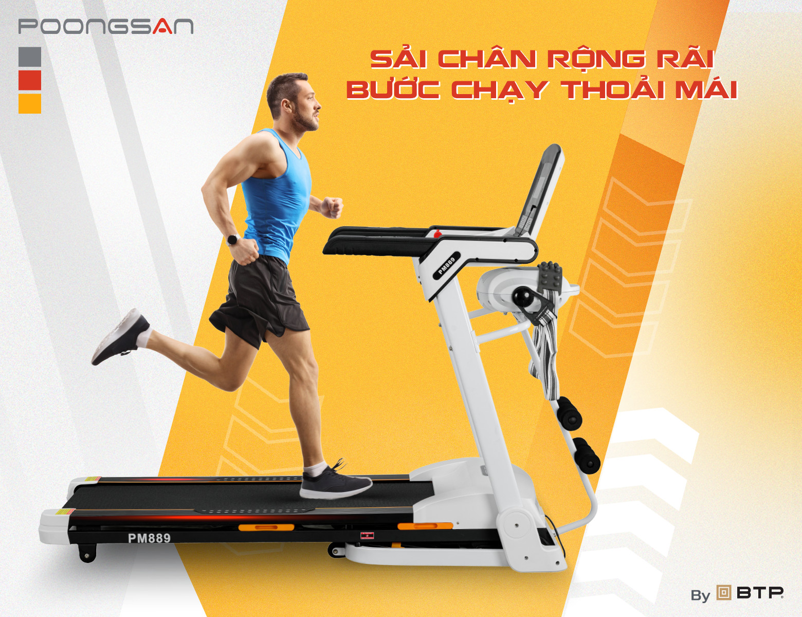 Máy chạy bộ Poongsan sải bước rộng rãi, bước chạy thoải mái